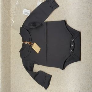 NEW Pureborn Baby Long Sleeve Black Bodysuit w/ Bow Sz 3-6M